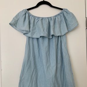 Off the shoulder blue dress